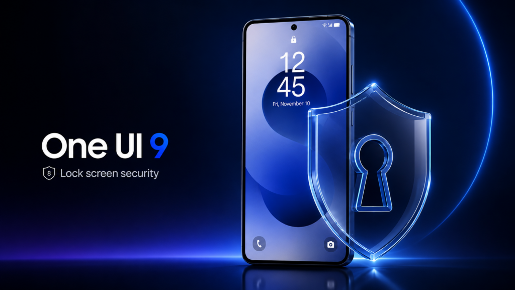 ONE UI 9 BLOQUEARÁ LOS GALAXY TRAS 13 INTENTOS FALLIDOS: QUÉ PASA CON LOS DATOS Teléfono Galaxy con One UI 9 y un escudo que representa la nueva seguridad de la pantalla de bloqueo.