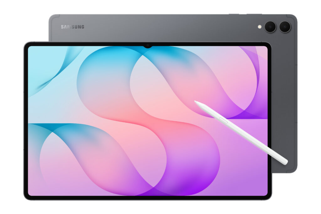 Tablet Samsung Galaxy Tab S12 Ultra en color gris junto a su lapiz optico S Pen